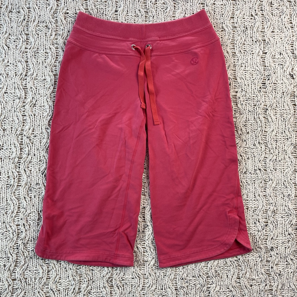 Y2K Lululemon Cropped Sweatpants Womens 6 Raspberry Cotton Ladies